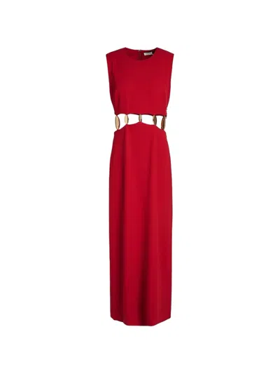 Simkhai Isadora Embellished Crepe Gown In Red