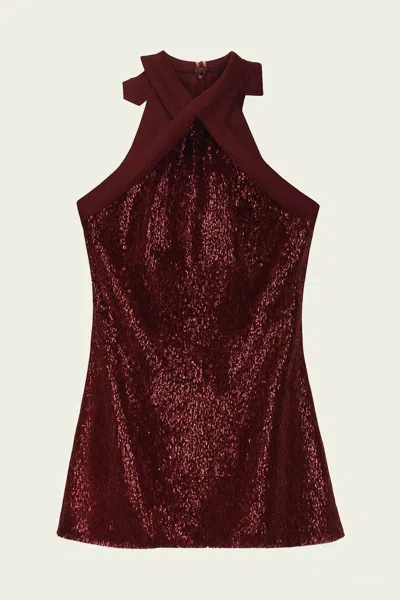 Simkhai Isla Sequin Mini Dress In Oxblood
