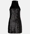 Simkhai Isla Sequined Halterneck Minidress In Black