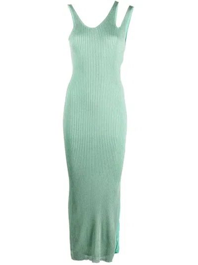 Simkhai Ivette Metallic-rib Mididdress In Green