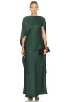 Simkhai Izel Caped Satin Gown In Green