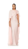 Simkhai Izel Cape-effect Satin Gown In Pink