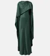 Simkhai Izel Caped Satin Gown In Green