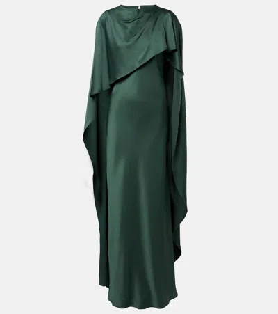 Simkhai Izel Caped Satin Gown In Green