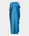 Simkhai Izel Caped Satin Gown In Celestial