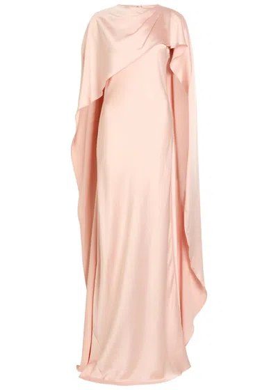 Simkhai Izel Draped Cape Satin-crepe Gown In Purple