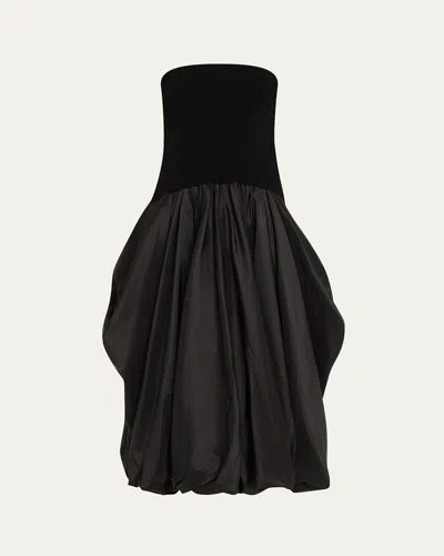 Simkhai Izzy Strapless Midi Bubble Dress In Black