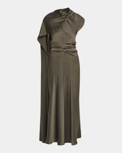 Simkhai Jacka Draped Mock-neck Midi Dress In Gray