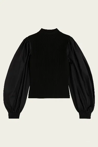 Simkhai Jackie Taffeta Knit Top In Black