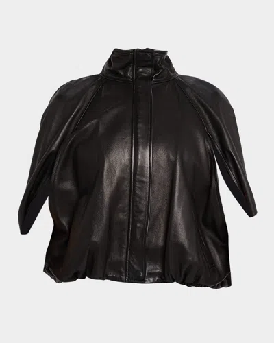 Simkhai Jada Nappa Leather Cape Jacket In Black