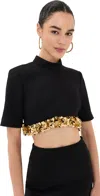 Simkhai Jalen Sequin-embellished Crepe Crop Top In Black