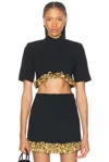 Simkhai Jalen Sequin-embellished Crepe Crop Top In Black