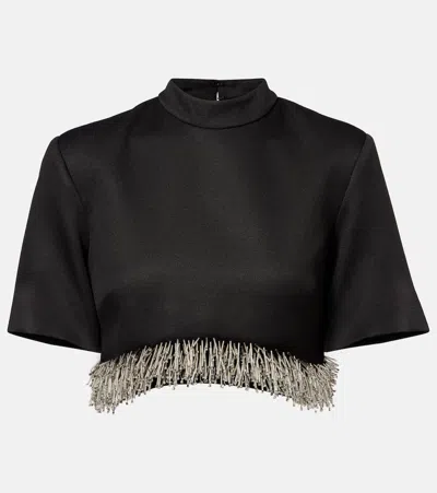 Simkhai Jalen Embellished Cropped Top In Black
