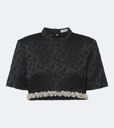 Simkhai Jalen Embellished Jacquard Crop Top In Black
