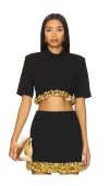 Simkhai Jalen Sequin-embellished Crepe Crop Top In 블랙