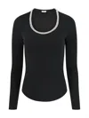 Simkhai Janay Long Sleeve U-neck Top In Black In Black