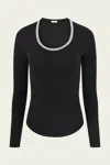Simkhai Janay Long Sleeve U-neck Top In Black