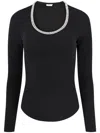 Simkhai Janay Long Sleeve U-neck Top In Black In Black