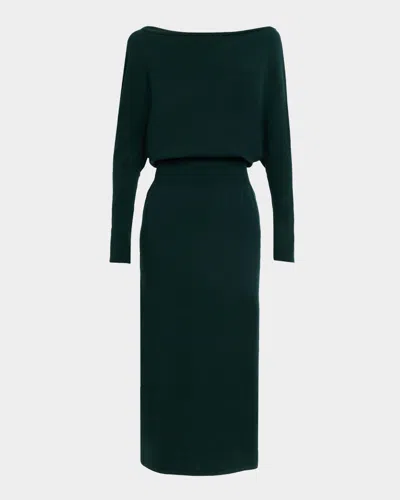 Simkhai Janese Long-sleeve Wool Midi Dress In Green