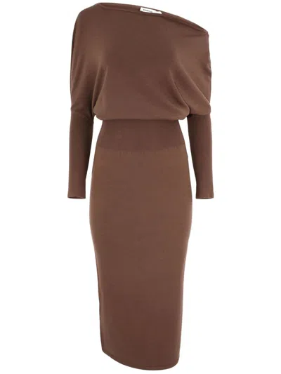 Simkhai Janese Off-the-shoulder Maxi Dress In Brown