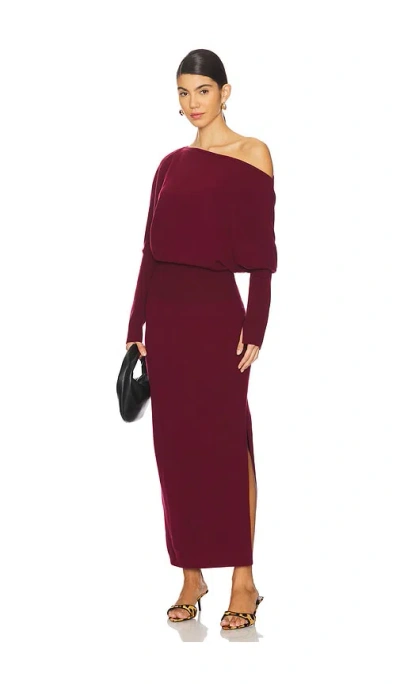 Simkhai Janese Off Shoulder Midi Dress In 深红色
