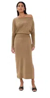Simkhai Janese Off Shoulder Midi Dress Camel In Brown