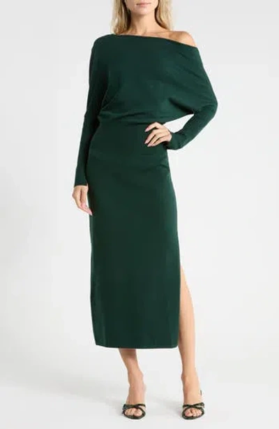 Simkhai Janese Off Shoulder Midi Dress In Green