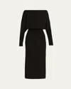 Simkhai Janese Off-shoulder Wool Midi Dress In Black