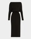 Simkhai Janese Off-shoulder Wool Midi Dress In Black