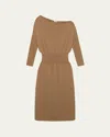 Simkhai Janese Off-the-shoulder Knit Midi Dress In Brown