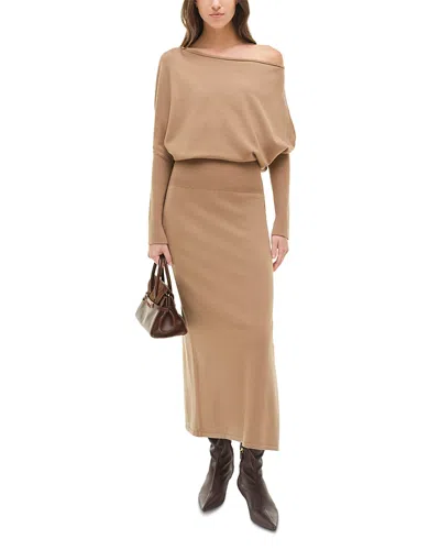 Simkhai Janese Off The Shoulder Midi Dress In Brown