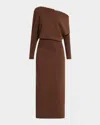 Simkhai Janese Off Shoulder Midi Dress Chocolate In Chocolate