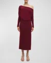 Simkhai Janese Off Shoulder Midi Dress In Oxblood