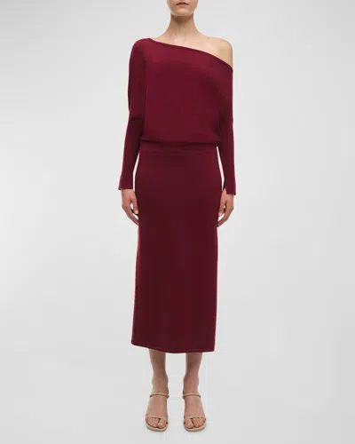 Simkhai Janese Off Shoulder Midi Dress In Oxblood