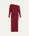Simkhai Janese One-shoulder Wool-blend Midi Dress In Oxblood
