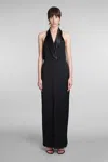 Simkhai Janice Tuxedo Halter Vest Gown In Black