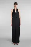 Simkhai Janice Tuxedo Halter Vest Gown In Black