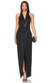 Simkhai Janice Tuxedo Halter Vest Gown In 黑色