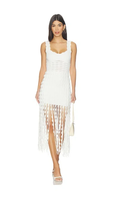 Simkhai Jasmine Scalloped Knit Midi Dress In White