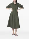 Simkhai Midi Shirt Dress Belted Pleated Pockets In Green