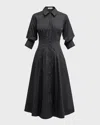 Simkhai Jazz Core Cotton Poplin Pintuck Midi Dress In Black