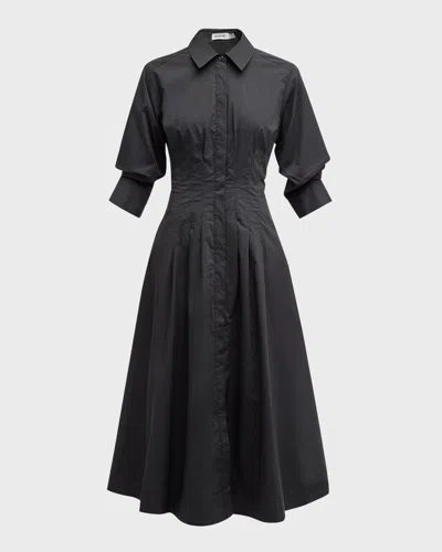 Simkhai Jazz Core Cotton Poplin Pintuck Midi Dress In Black
