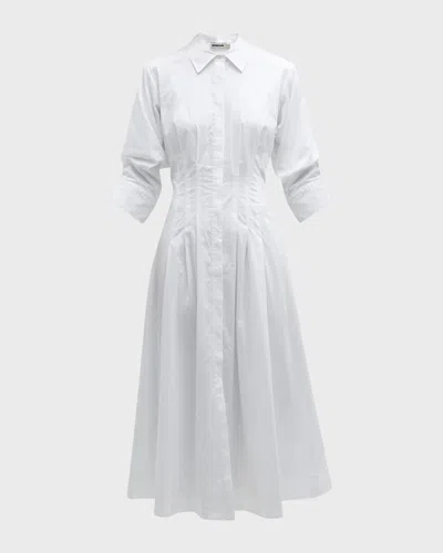 Simkhai Jazz Core Cotton Poplin Pintuck Midi Dress In White