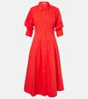 Simkhai Jazz Pleated Cotton-blend Poplin Midi Shirt Dress In Red