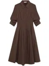 Simkhai Pintuck Cotton-blend Midi Dress In Brown