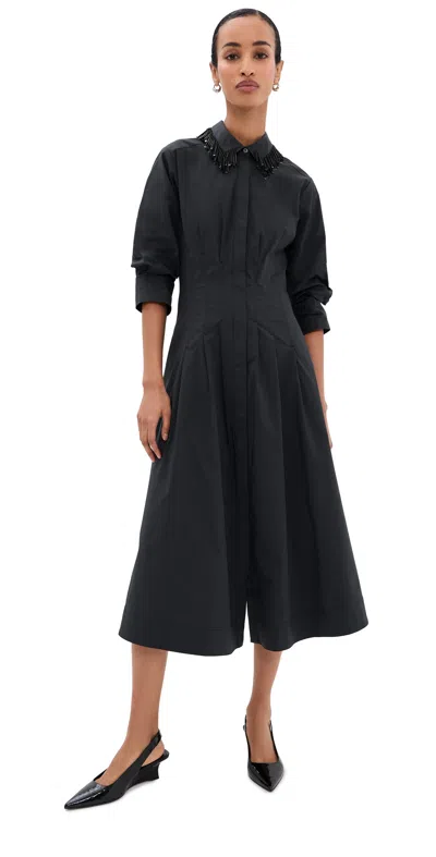 Simkhai Jazz Embellished Pintuck Midi Dress Black