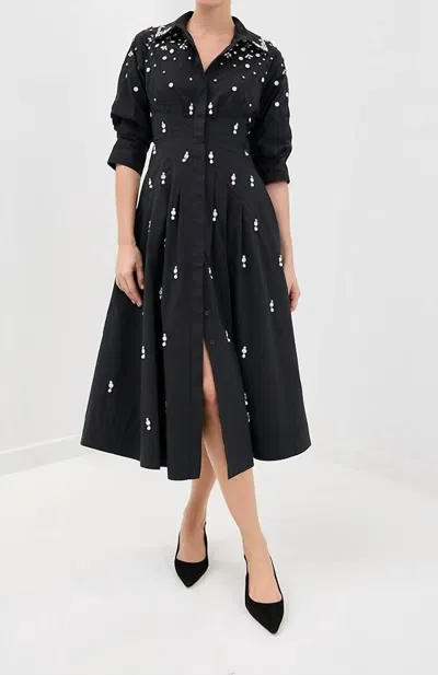 Simkhai Jazz Embellished Pintuck Midi Dress In Black