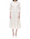 Simkhai Jazz Embroidered Pintuck Midi Dress In White In White