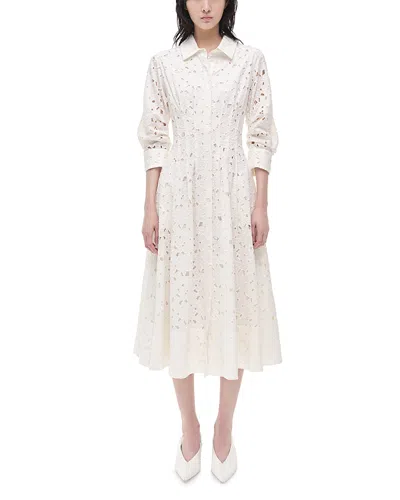 Simkhai Jazz Eyelet Midi Shirtdress In White