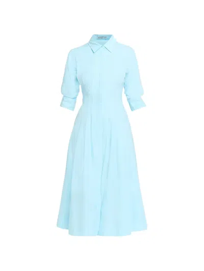 Simkhai Jazz Pintuck A-line Midi Shirt Dress In Blue